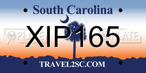 XIP165 South Carolina License Plate