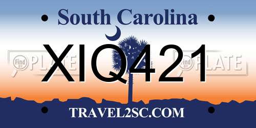 XIQ421 South Carolina License Plate