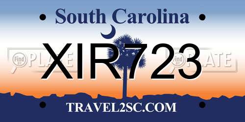 XIR723 South Carolina License Plate