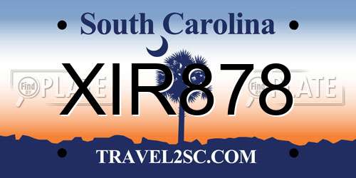 XIR878 South Carolina License Plate