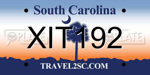XIT192 South Carolina License Plate
