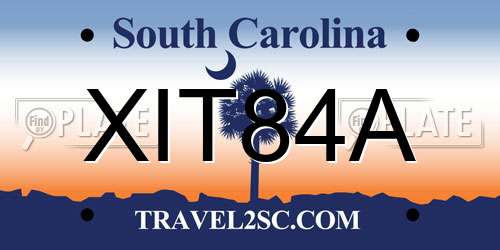 XIT84A South Carolina License Plate