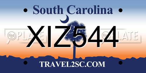 XIZ544 South Carolina License Plate