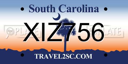 XIZ756 South Carolina License Plate