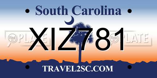 XIZ781 South Carolina License Plate