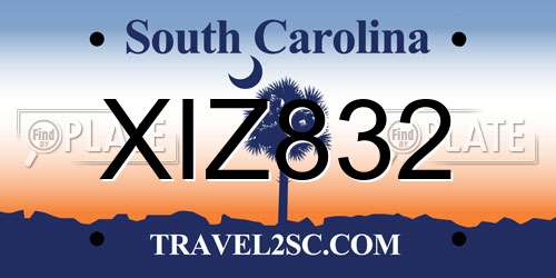 XIZ832 South Carolina License Plate