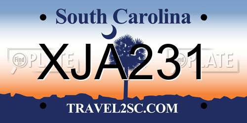 XJA231 South Carolina License Plate