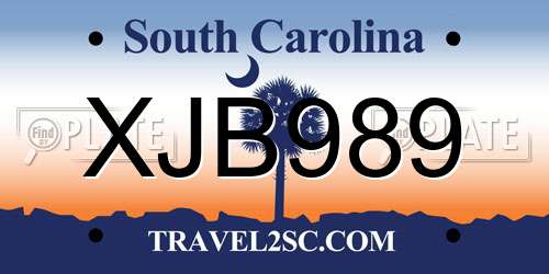 XJB989 South Carolina License Plate