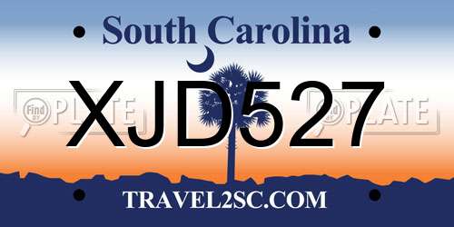XJD527 South Carolina License Plate