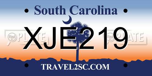 XJE219 South Carolina License Plate