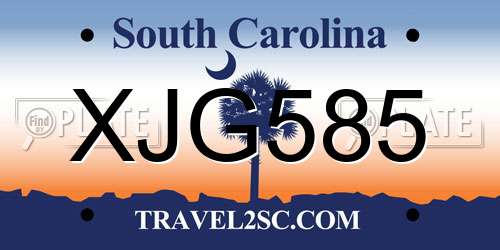 XJG585 South Carolina License Plate