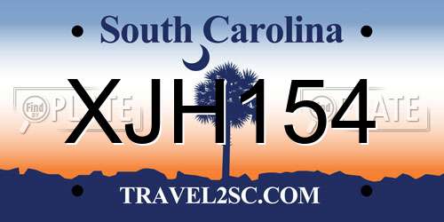 XJH154 South Carolina License Plate