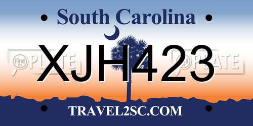 XJH423 South Carolina License Plate