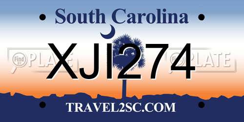 XJI274 South Carolina License Plate