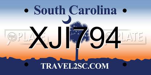 XJI794 South Carolina License Plate