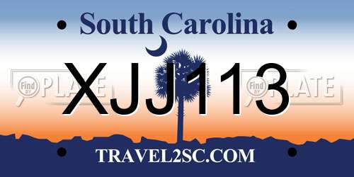 XJJ113 South Carolina License Plate