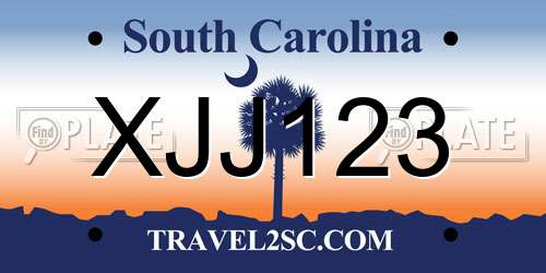 XJJ123 South Carolina License Plate