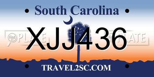 XJJ436 South Carolina License Plate