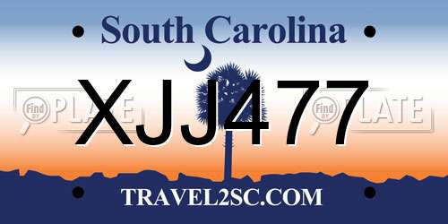 XJJ477 South Carolina License Plate