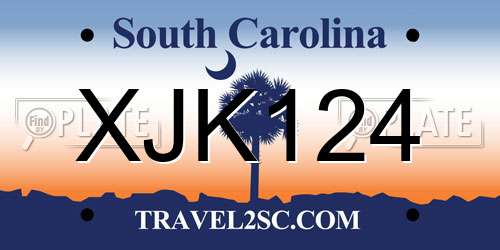 XJK124 South Carolina License Plate
