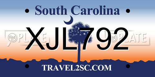 XJL792 South Carolina License Plate