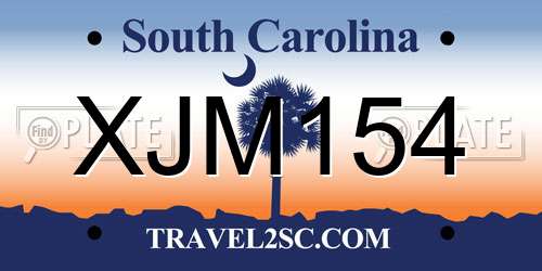 XJM154 South Carolina License Plate
