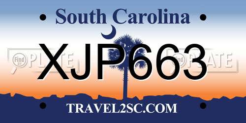 XJP663 South Carolina License Plate