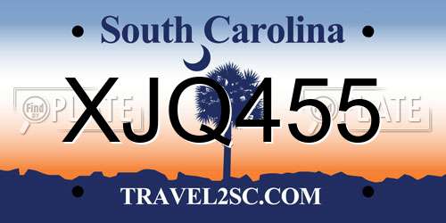 XJQ455 South Carolina License Plate