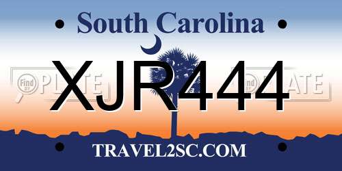 XJR444 South Carolina License Plate