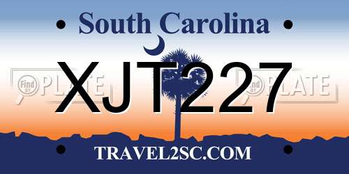 XJT227 South Carolina License Plate