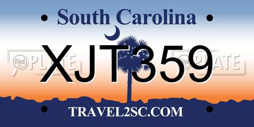 XJT359 South Carolina License Plate