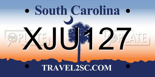 XJU127 South Carolina License Plate