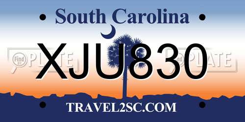 XJU830 South Carolina License Plate