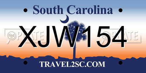 XJW154 South Carolina License Plate