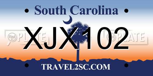 XJX102 South Carolina License Plate