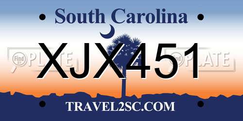 XJX451 South Carolina License Plate
