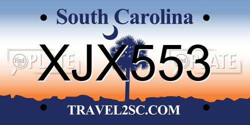 XJX553 South Carolina License Plate