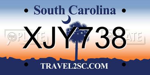 XJY738 South Carolina License Plate