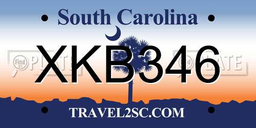 XKB346 South Carolina License Plate