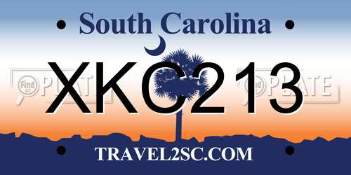XKC213 South Carolina License Plate
