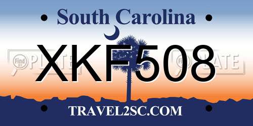 XKF508 South Carolina License Plate