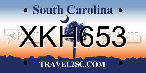 XKH653 South Carolina License Plate