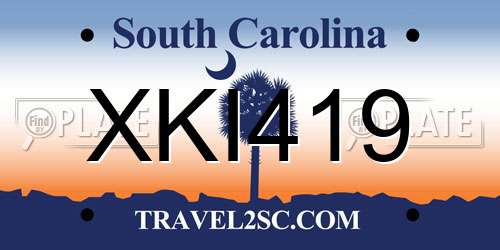 XKI419 South Carolina License Plate