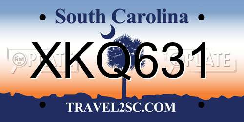 XKQ631 South Carolina License Plate
