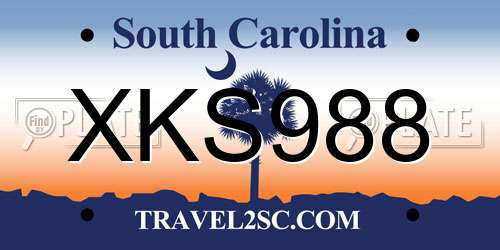 XKS988 South Carolina License Plate