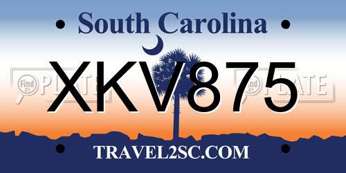 XKV875 South Carolina License Plate