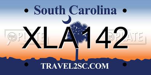 XLA142 South Carolina License Plate