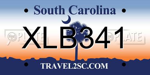 XLB341 South Carolina License Plate