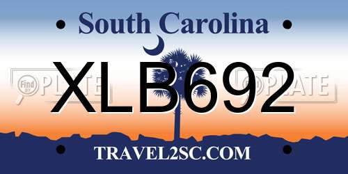 XLB692 South Carolina License Plate