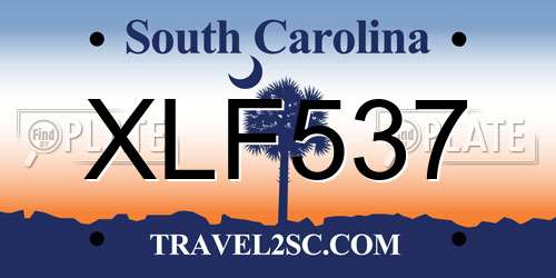 XLF537 South Carolina License Plate